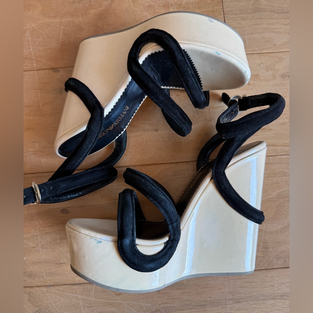 NEW Emporio Armani high platform 5.25” sandals wedges 36 - Picture 14 of 16